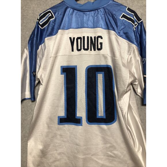 TENNESSEE TITANS #10 Vince Young Football Jersey Reebok Away White NFL Football - Picture 10 of 11